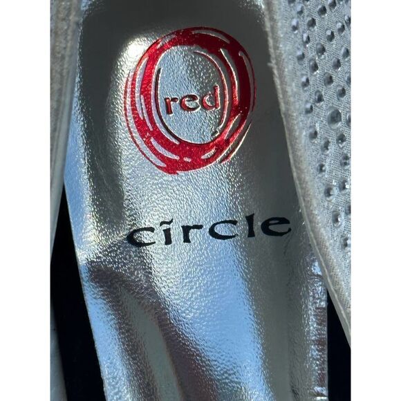 Red Circle Charlize White Black Bling Sexy Platform Heigh Heels Size 8 - Picture 9 of 12